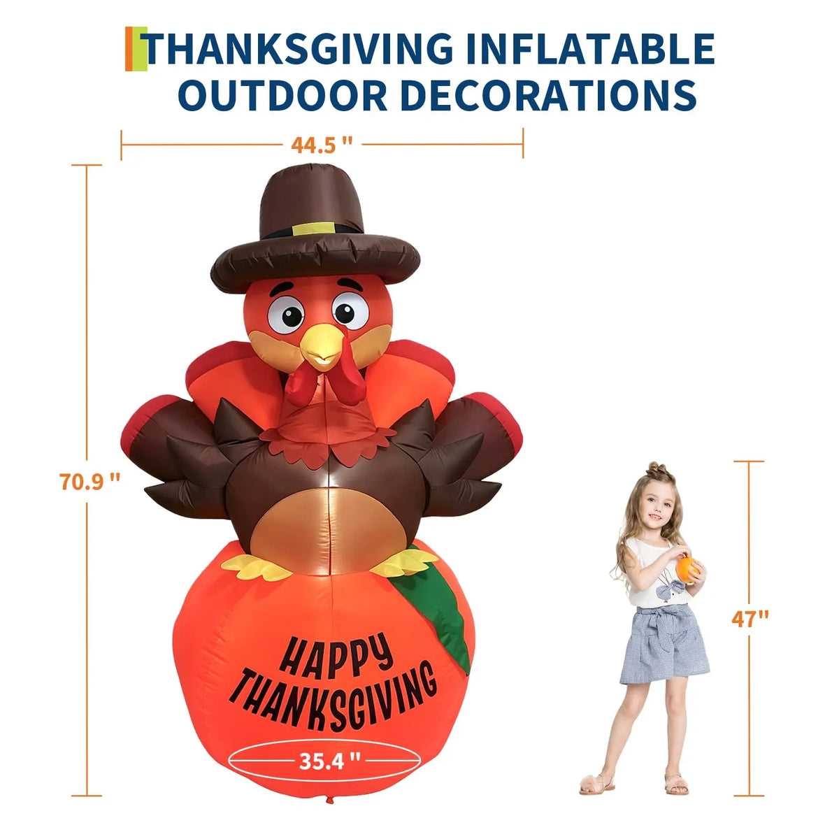 HiMISS Thanksgiving Inflatable Pumpkin Turkey LED Lights Outdoor Holiday Decor