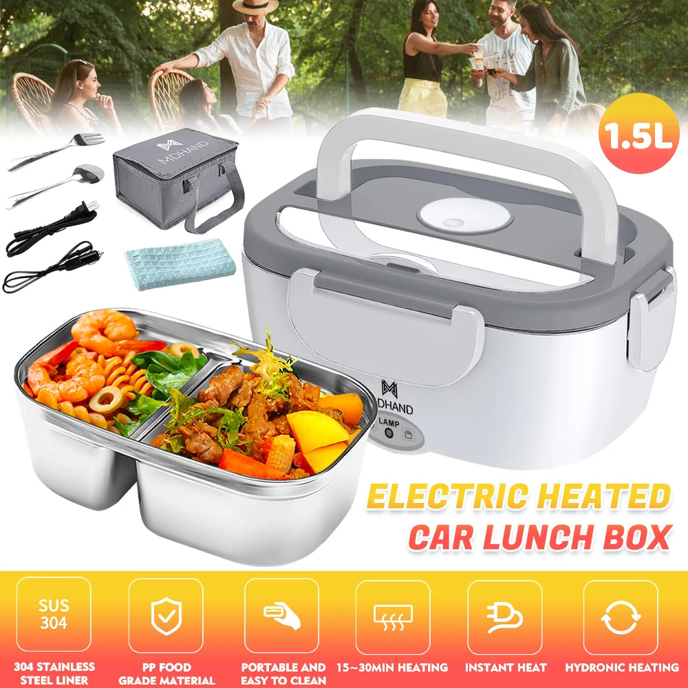 MDHAND 3 In 1 Electric Lunch Box 65W Fast Heating Leakproof