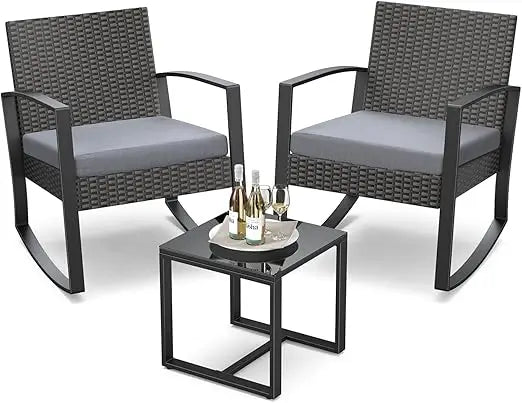 Rocking Bistro Patio Set With Coffee Table For Garden