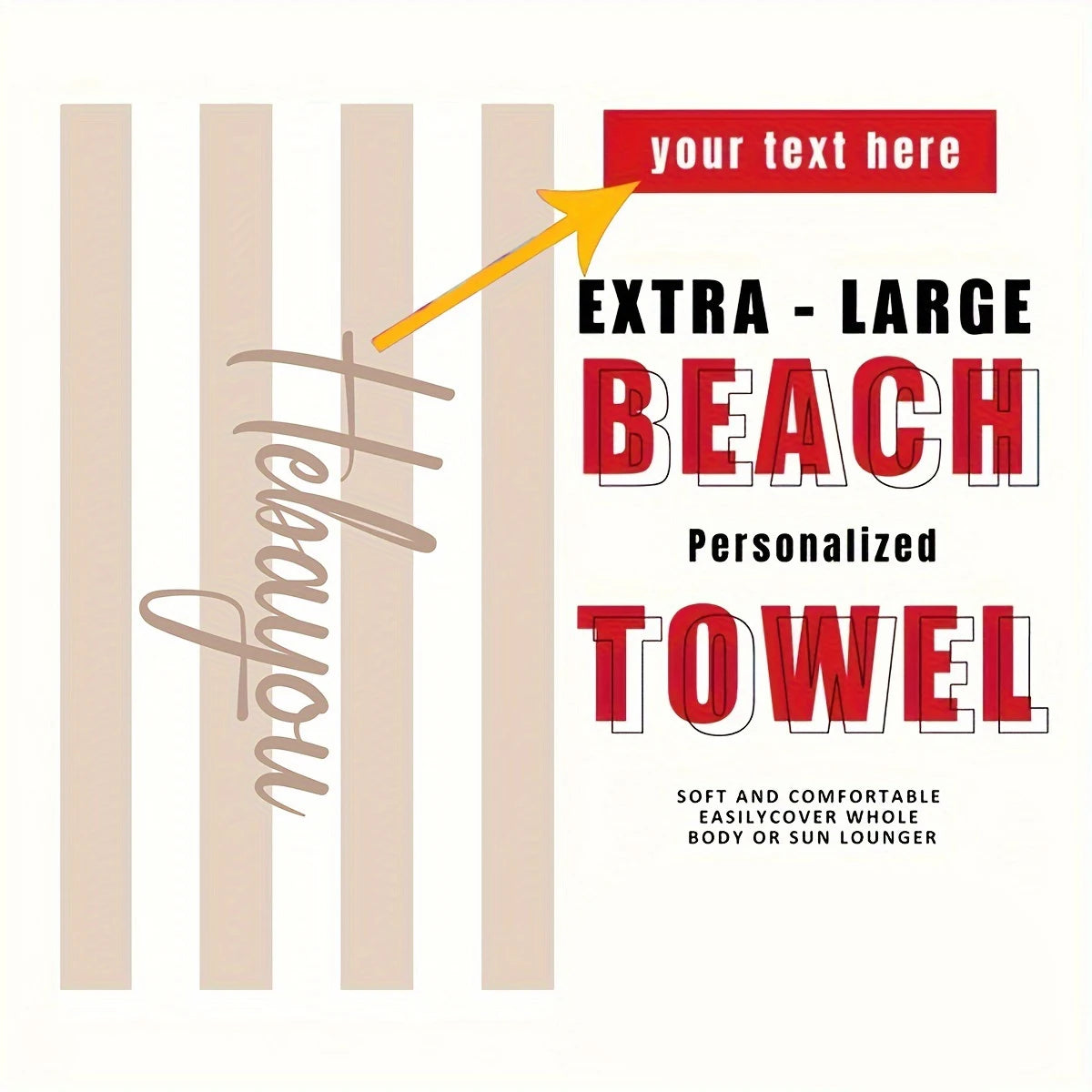 Personalized Striped Beach Towel Custom Name Microfiber Quick Dry