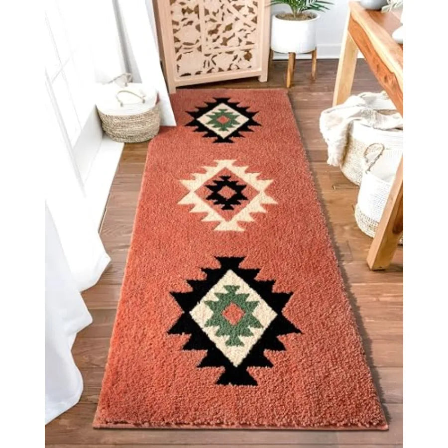 Boho Bathroom Rug Runner Long Bath Mat Hallway Kitchen