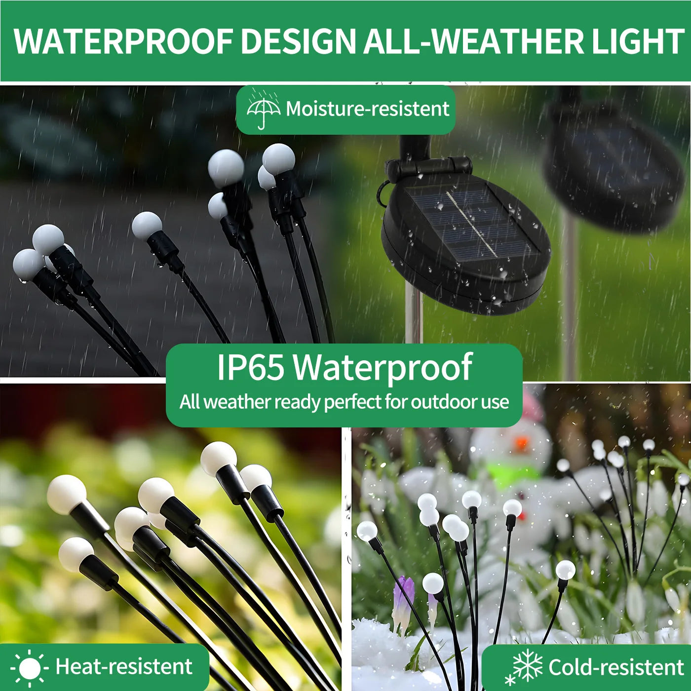 8 Head Solar Firefly Lights Pathway Outdoor Decor IP65 Waterproof