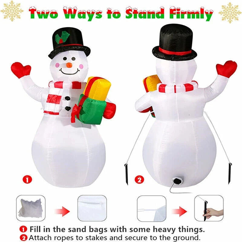 Christmas Inflatable Snowman With Rotating LED Lights Outdoor Decor