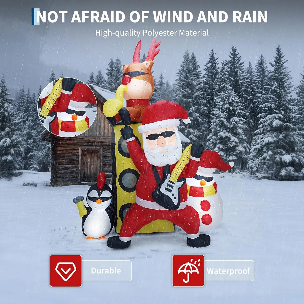 Christmas Inflatable Musical Band With Santa Reindeer Snowman Penguin Led Home Decor