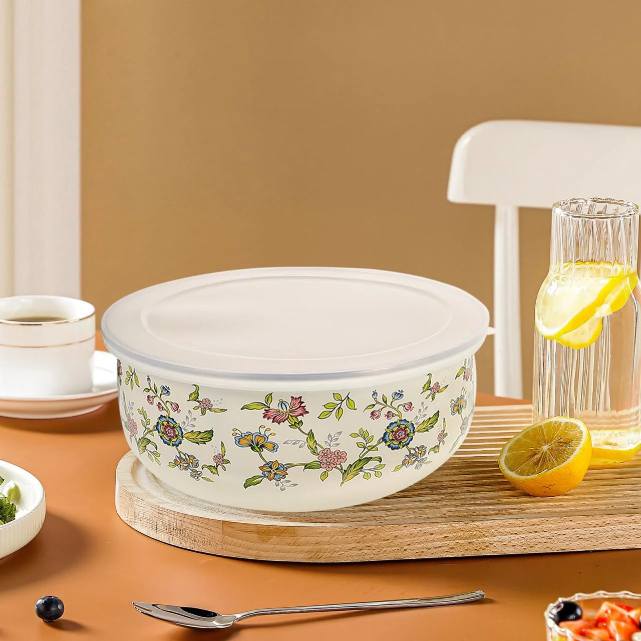 Enamel Steel Mixing Bowls Set With Lids For Food Storage
