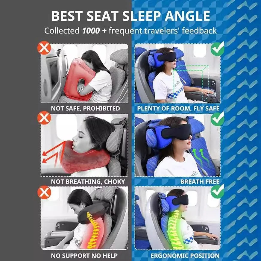 Dawndesslo 3D Contoured Travel Pillow Sleep Mask Comfort
