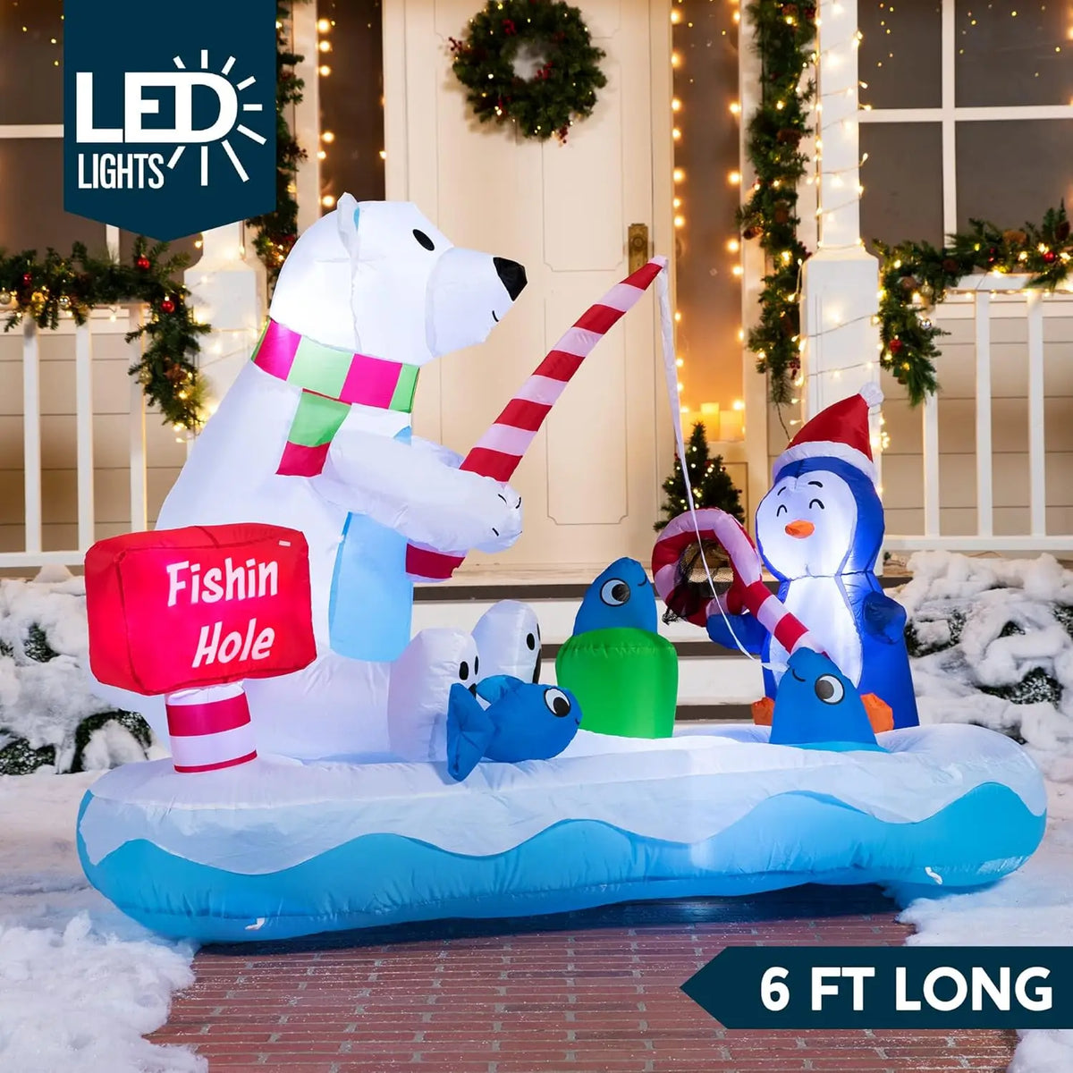 Joyfy Christmas Inflatable Penguin And Polar Bear Yard Decoration