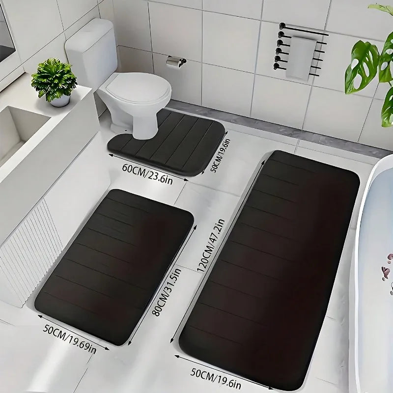 Memory Foam Bathroom Rug Set, Plush Absorbent Bath Mats