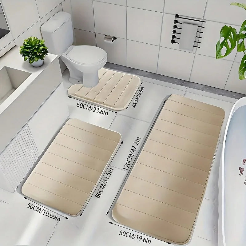 Memory Foam Bathroom Rug Set, Plush Absorbent Bath Mats