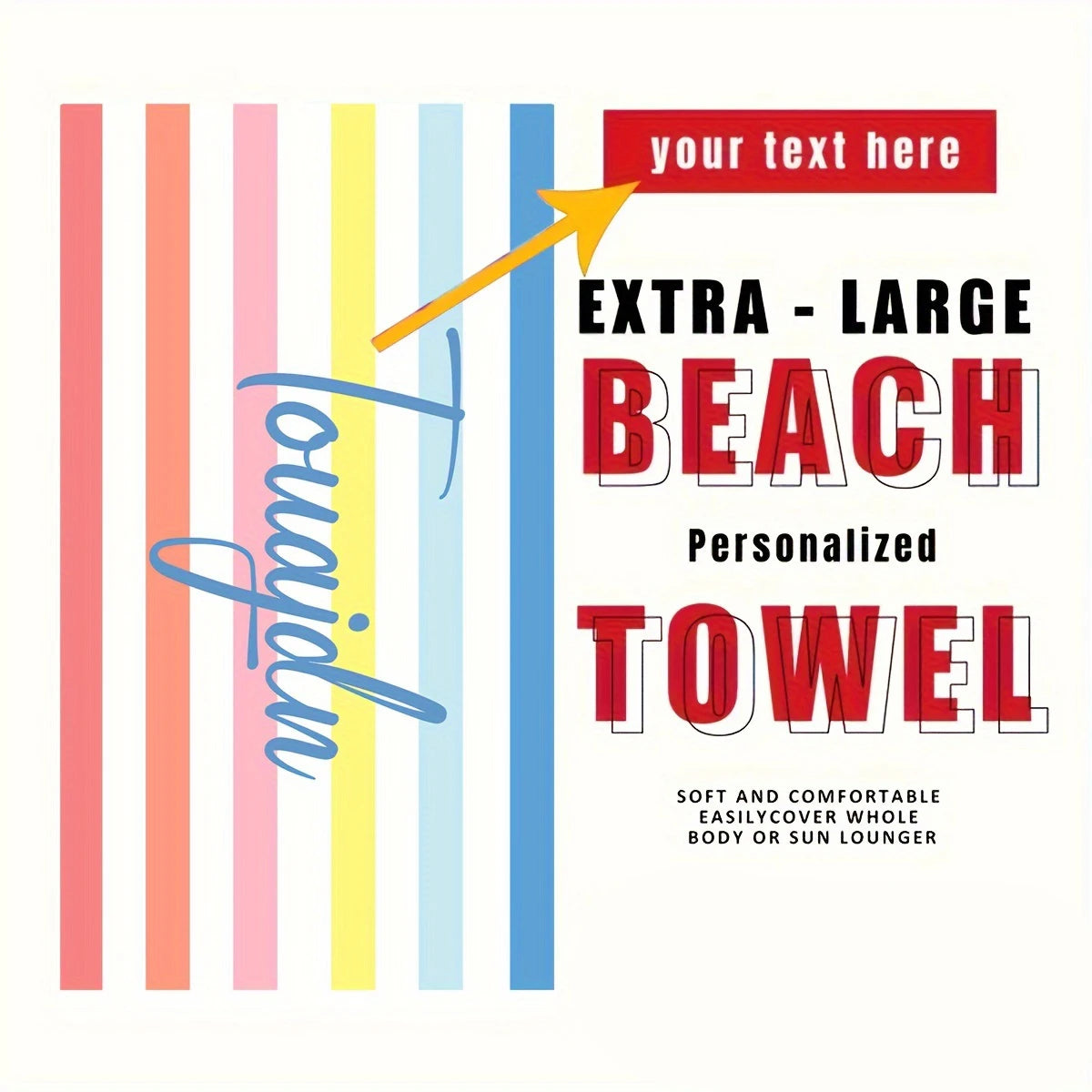 Personalized Striped Beach Towel Custom Name Microfiber Quick Dry