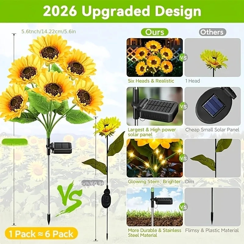 Solar Sunflower Garden Stake Lights for Yard Patio Lawn Decor