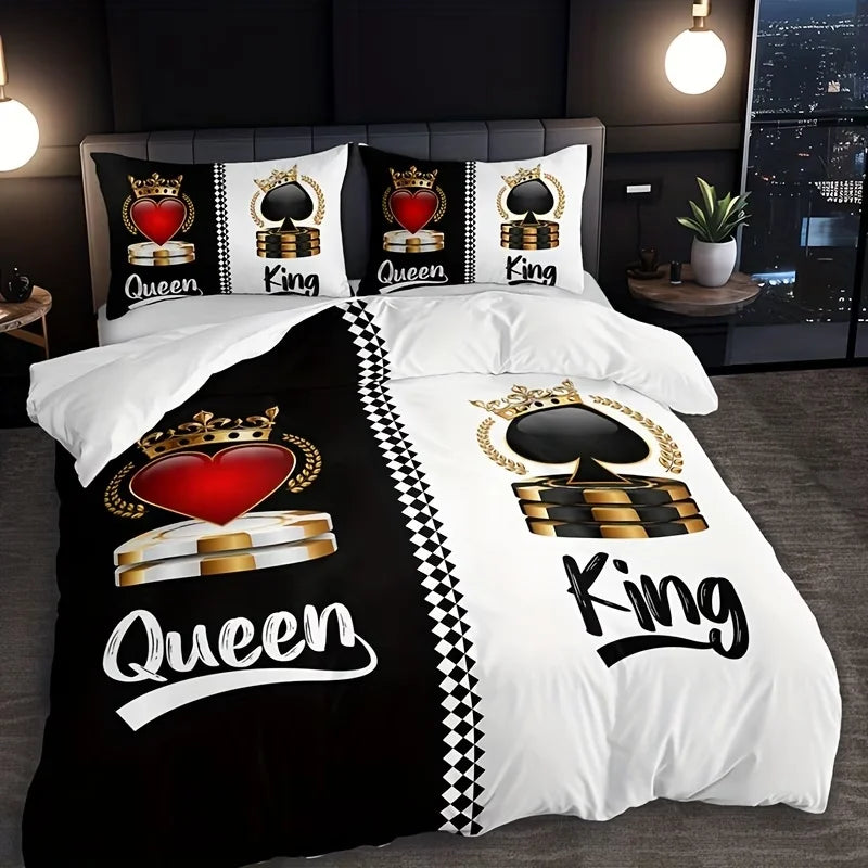 YHXSLYCN Three Piece Duvet Cover Set With Letter Print