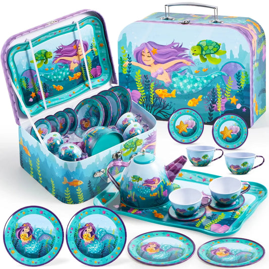 Joyfy Mermaid Tea Set Kids Pretend Play Teapot Kitchen Toy