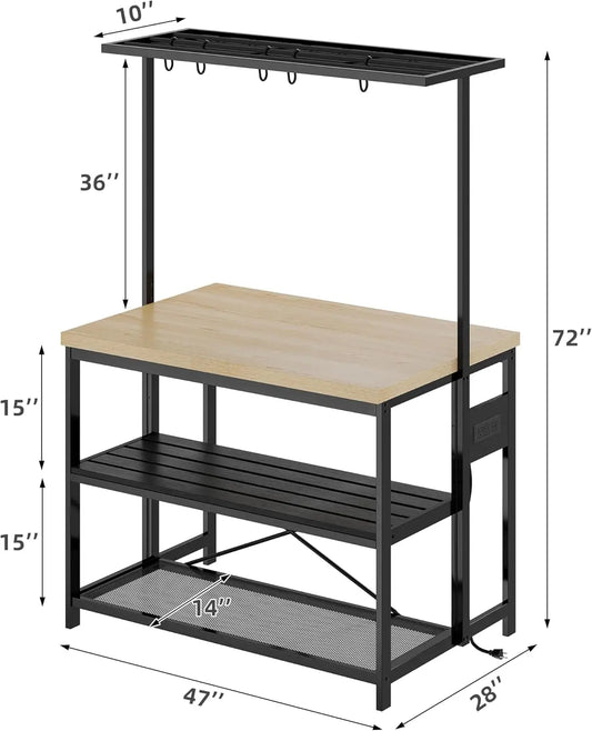 HiMISSH Kitchen Island With Storage And Power Outlets