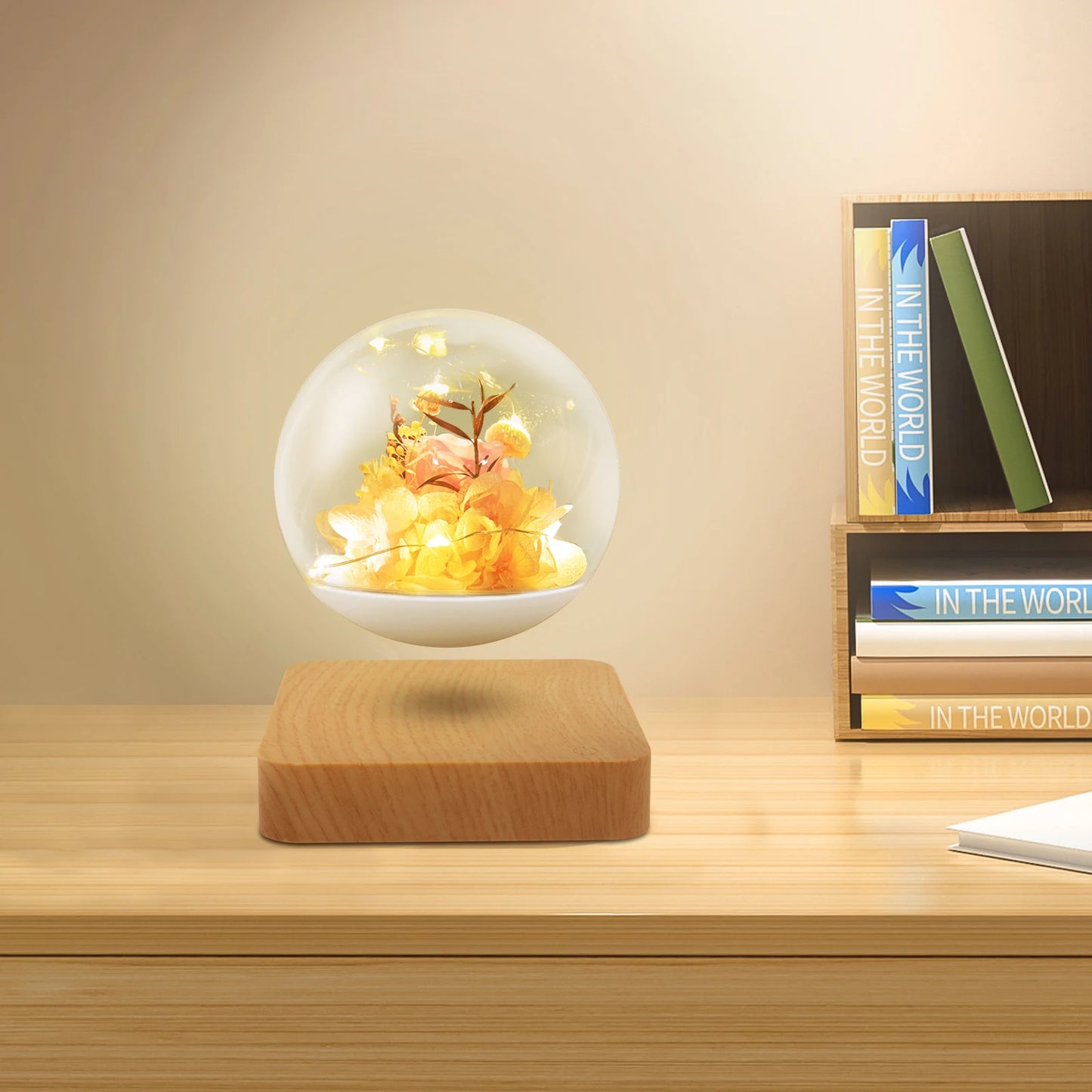 Bymaocar Magnetic Levitation Floating Flower Lamp Led Night Light