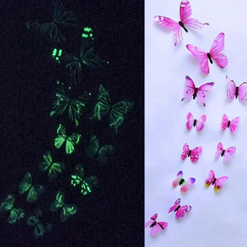 3D Luminous Butterfly Wall Stickers DIY Wall Art Home Decor