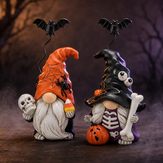 Hodao Halloween Gnome Figurine Set With Pumpkin Witch And Bat
