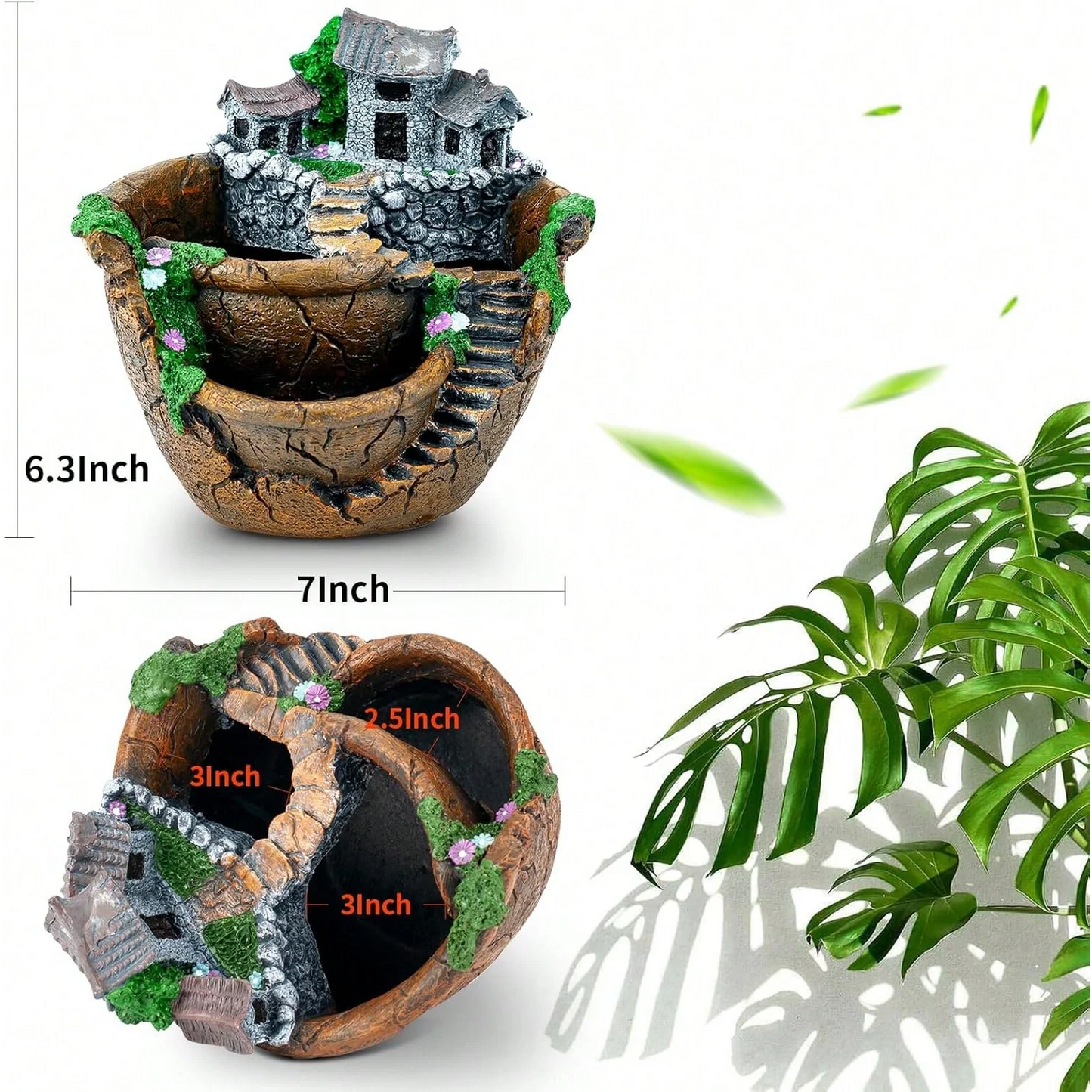 Fairy Garden Planter Pot for Tiny Succulents and Flowers