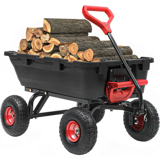 Dump Cart 800Lbs Heavy Duty Yard Wagon With Pneumatic Tires