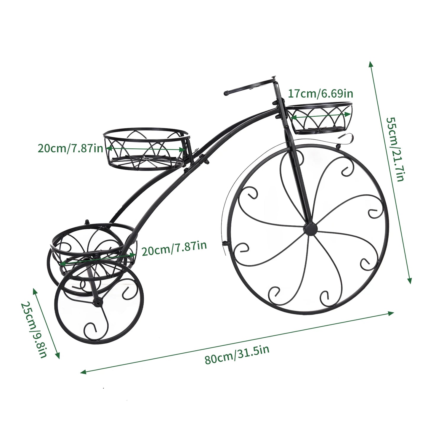 Wisfor Indoor 3 Tier Iron Garden Plant Stand Bicycle Shape