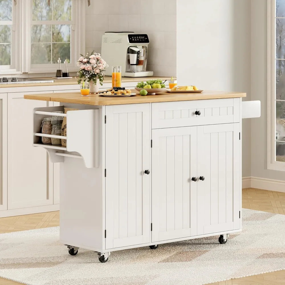 Portable Kitchen Island Cart With Storage Drop Leaf Table Wheels