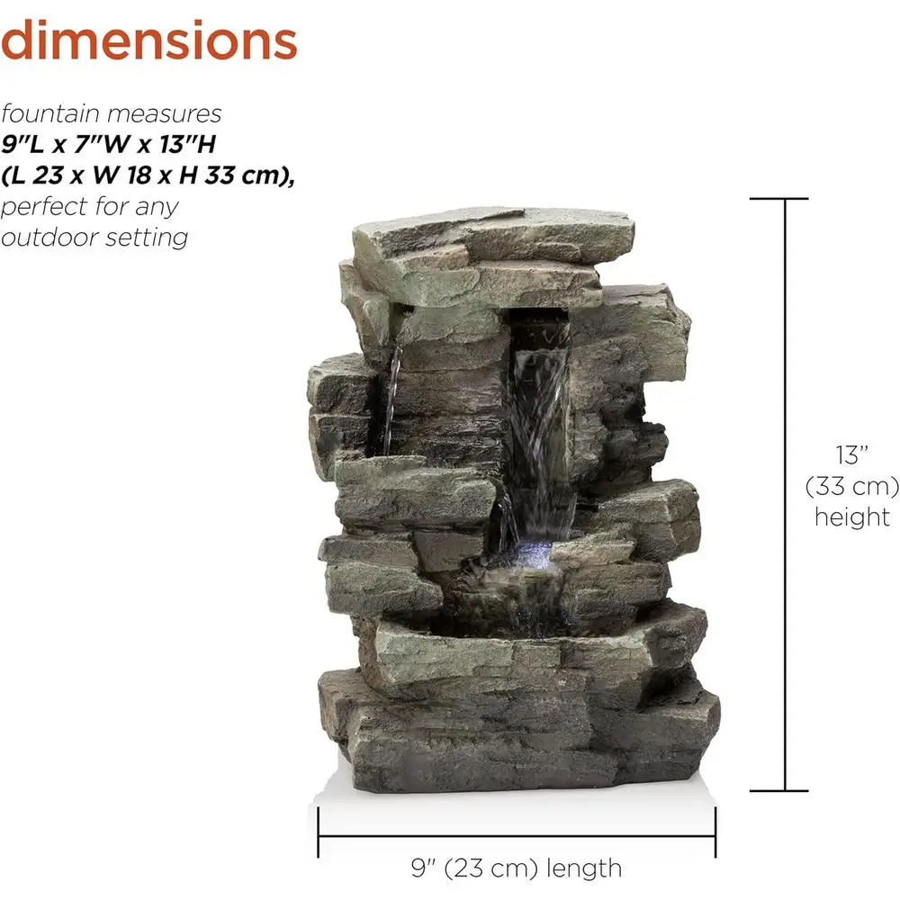 Indoor Tabletop Water Fountain With LED Four Tier Cascade