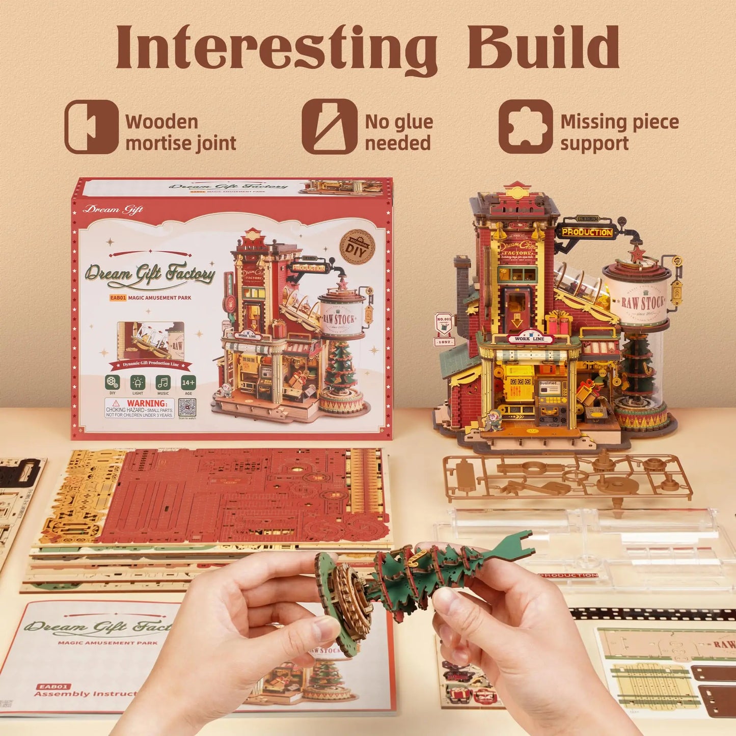 Robotime Rokr Dream Gift Factory 3D Wooden Puzzle For Kids