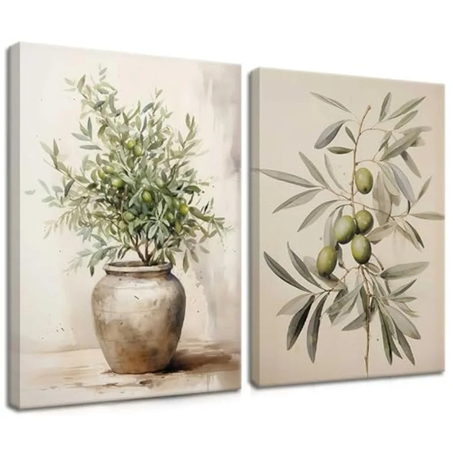 Framed Botanical Wall Art Green Poster Print Neutral Farmhouse Canvas