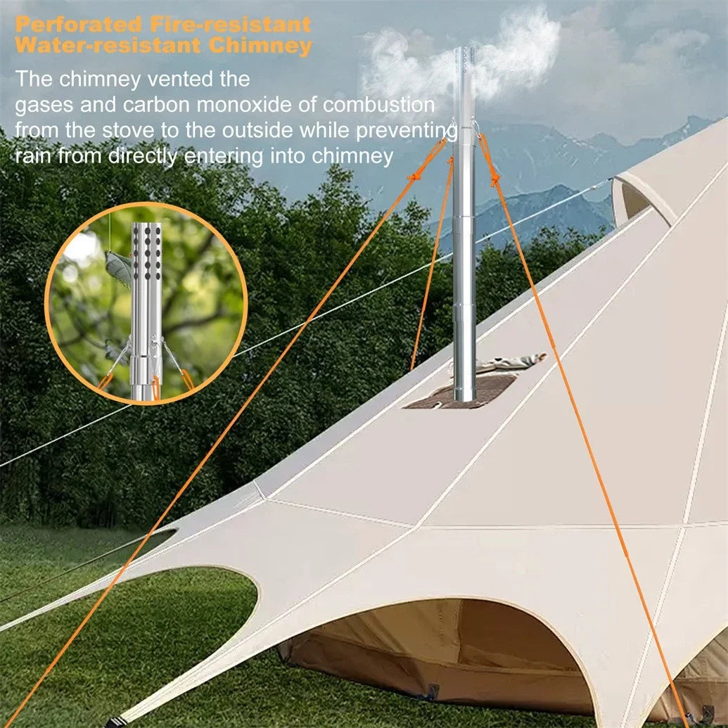 Wood Burning Tent Stove Outdoor Portable Stainless Chimney Pipes