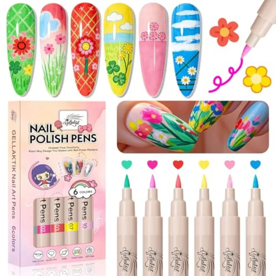 12 Colors Nail Art Pens Set 0.7mm Quick Drying Acrylic Markers For DIY