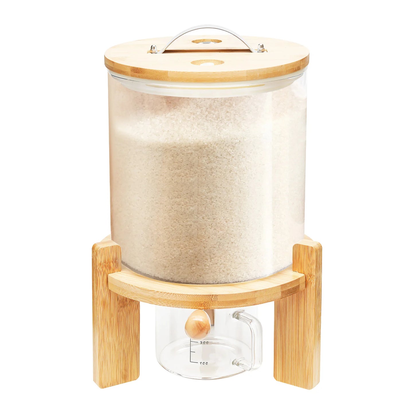 Glass Cereal Dispenser And Storage Container With Measuring Mug