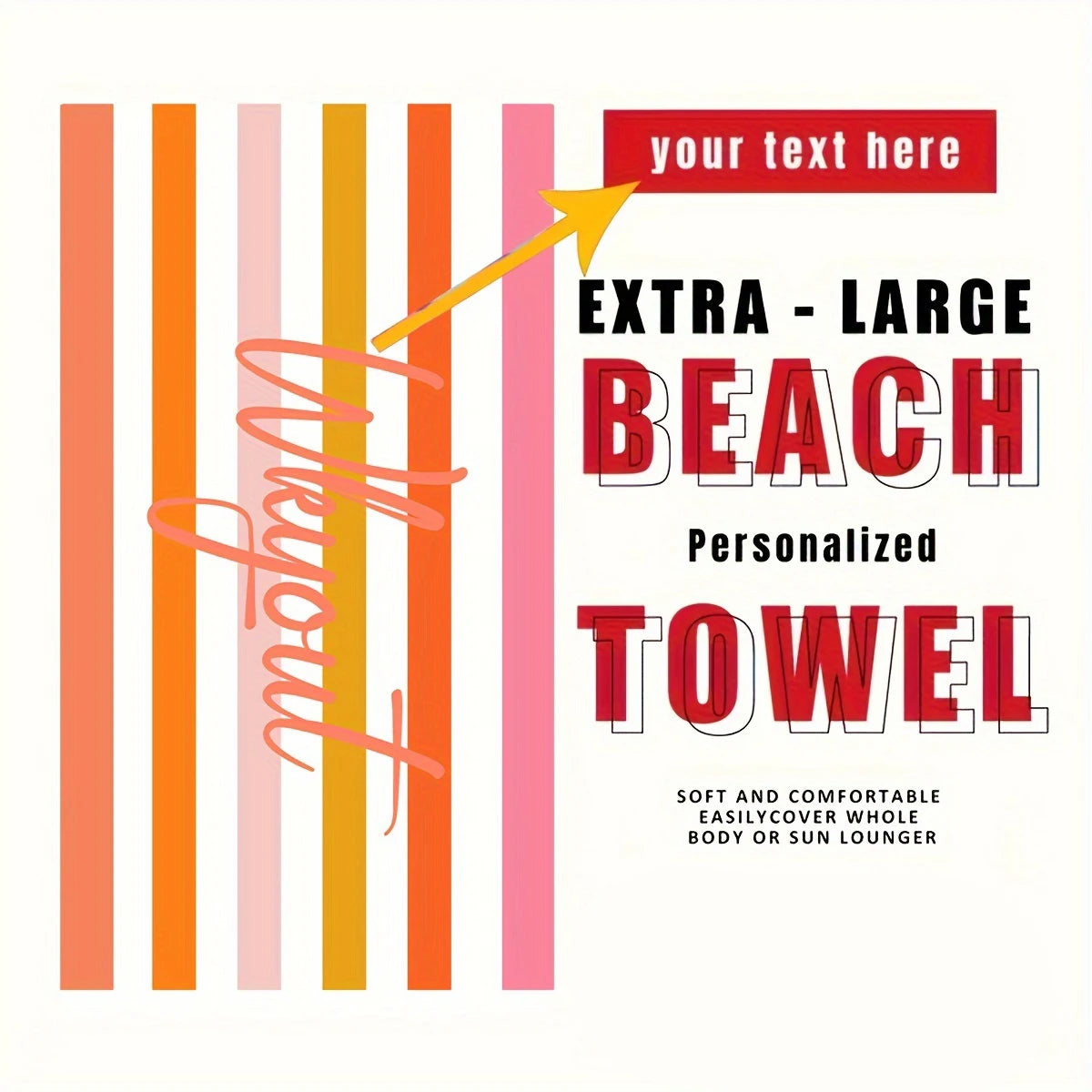 Personalized Striped Beach Towel Custom Name Microfiber Quick Dry