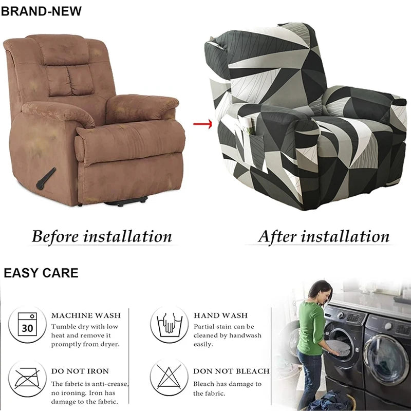 All-Inclusive Recliner Slipcover With Pockets 4-Piece