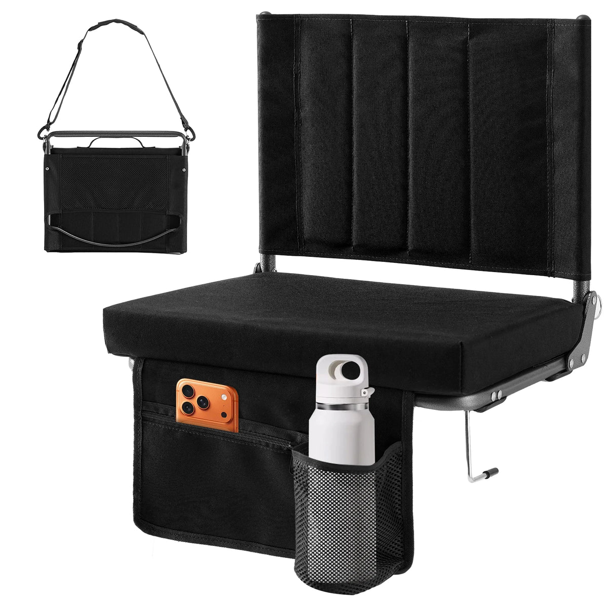 Jhk Outdoor Foldable Seat With Back Support Wide Portable Lightweight And Padded