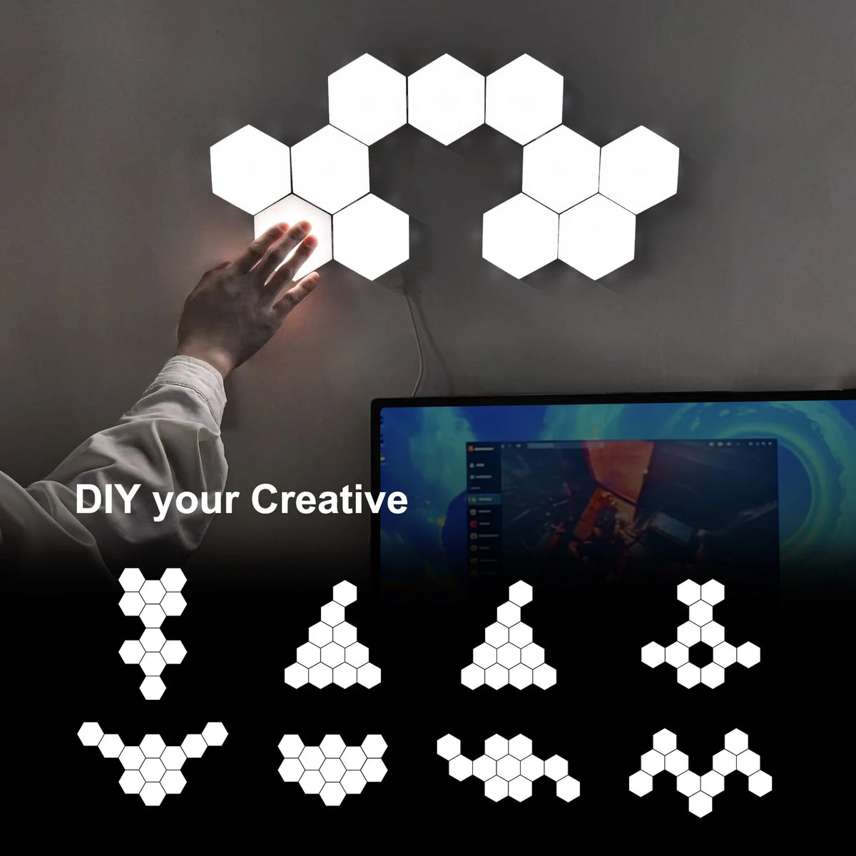 Fivemi Modular Hexagon LED Wall Lights With Touch Control