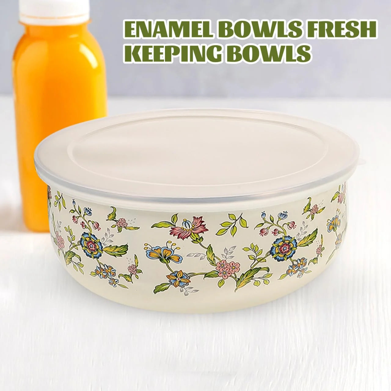 Enamel Steel Mixing Bowls Set With Lids For Food Storage