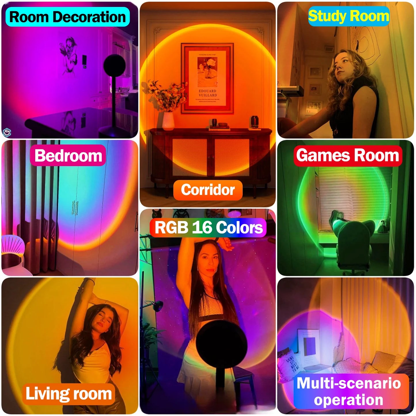 APP Sunset Lamp Projector LED Lights For Bedroom 16 Modes