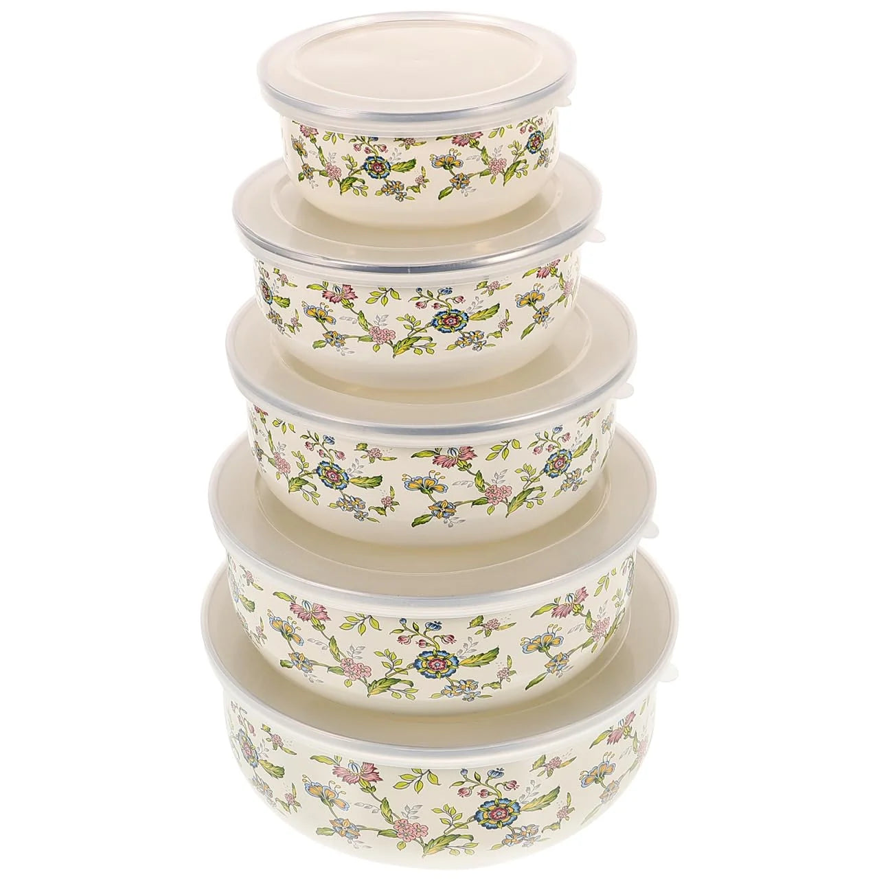 Enamel Steel Mixing Bowls Set With Lids For Food Storage