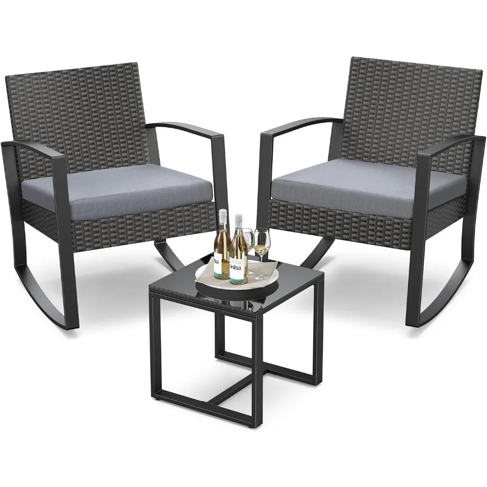 Rocking Bistro Patio Set With Coffee Table For Garden