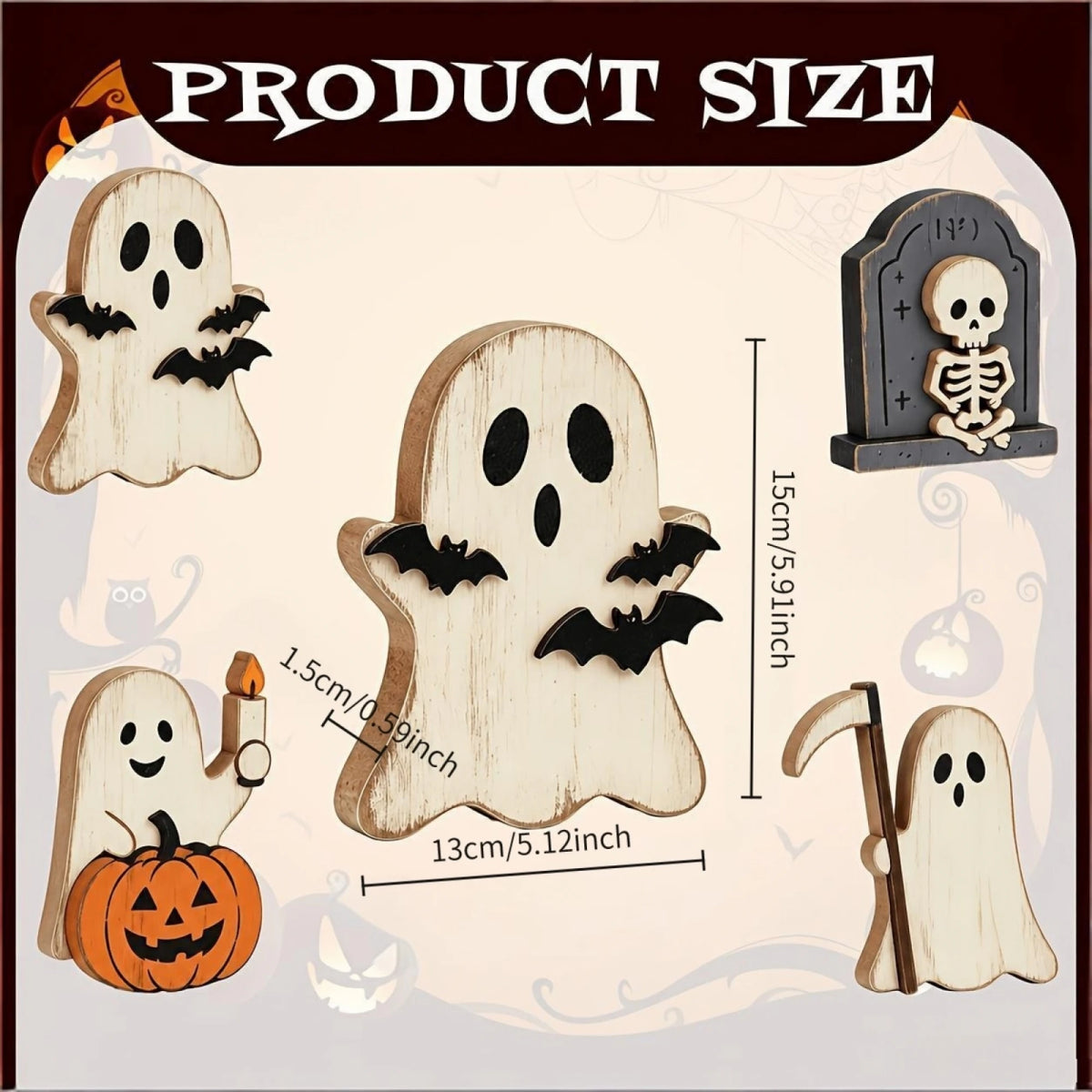 Spooky Halloween Mini Ghost Tiered Tray Home Decor Set