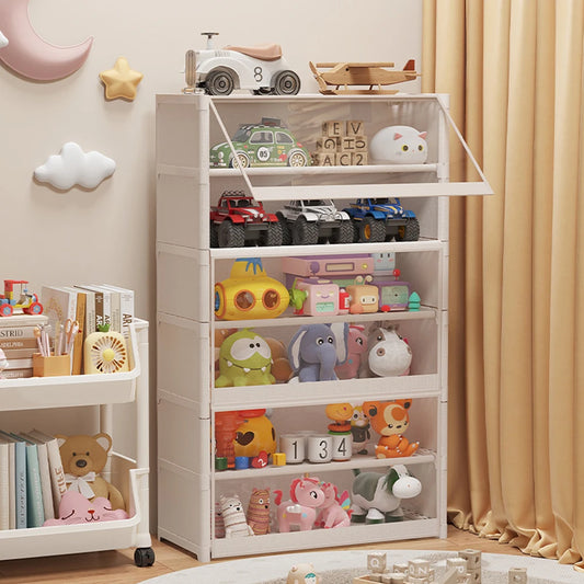 7 Tier Clear Flip Door Storage Organizer Shelf Cabinet