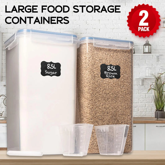 Two Pack Airtight Food Storage Containers For Cereal Flour Pantry