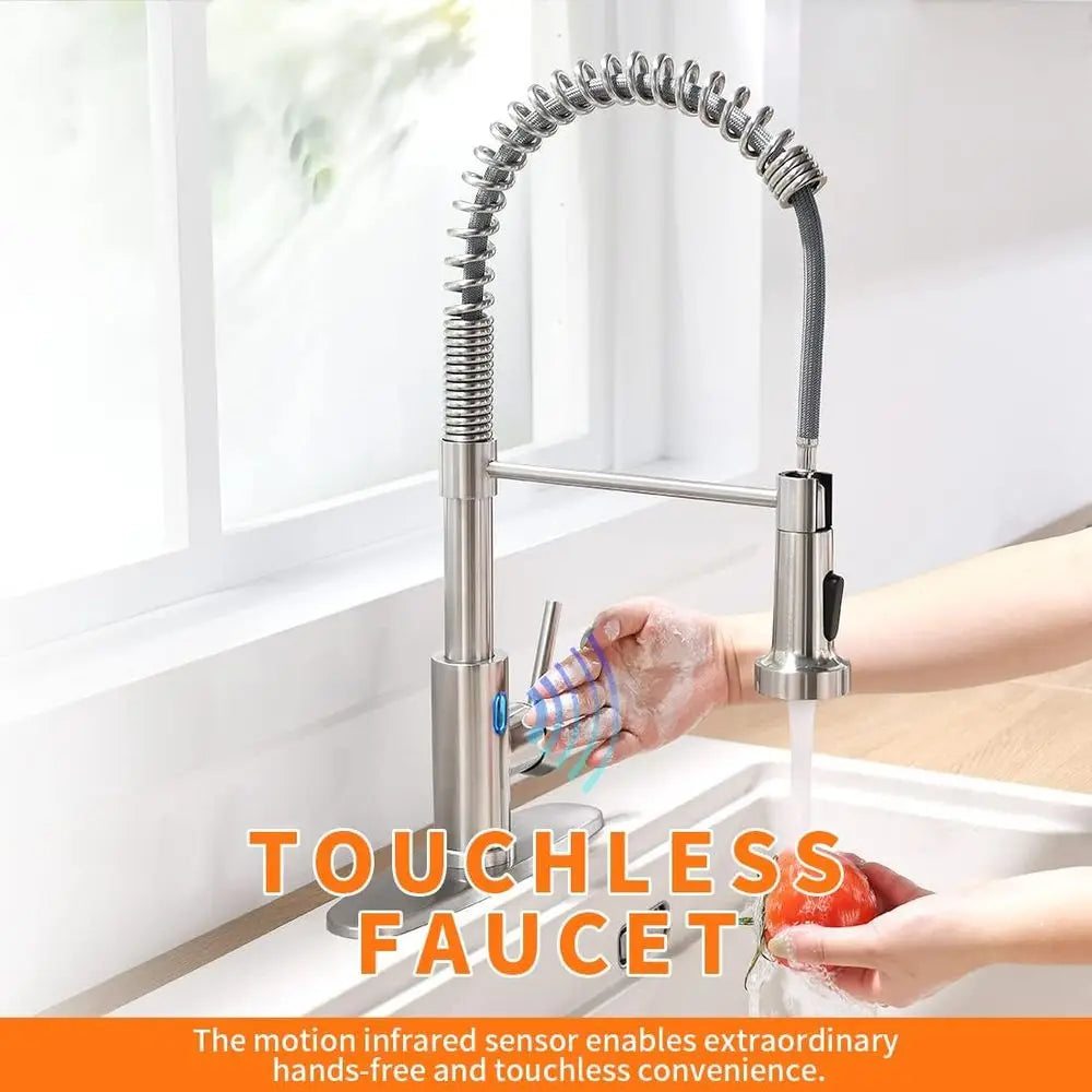 Touchless Kitchen Faucet With LED Light And Motion Sensor