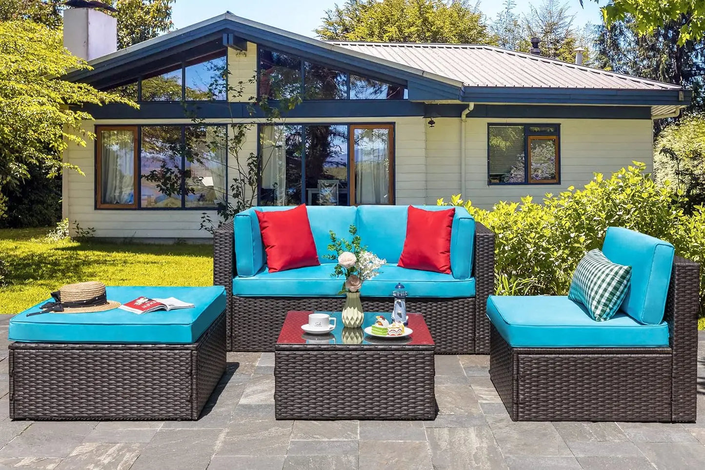 Outdoor All Weather PE Wicker Patio Sectional Sofa Set