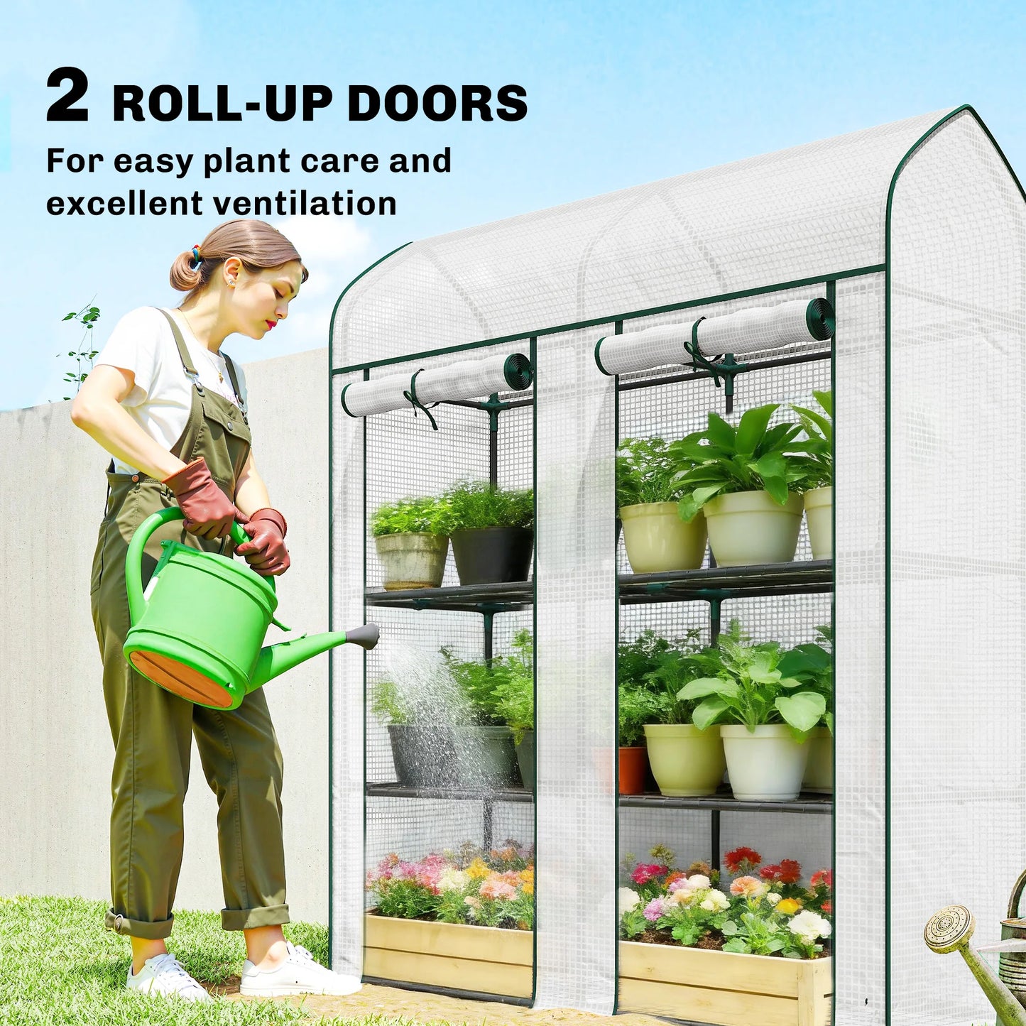 Three Tier Mini Greenhouse for Seed Trays and Pots Portable