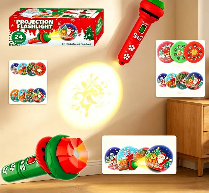 Christmas Projection Flashlight Toy, 24 Holiday Pattern Projector for Kids