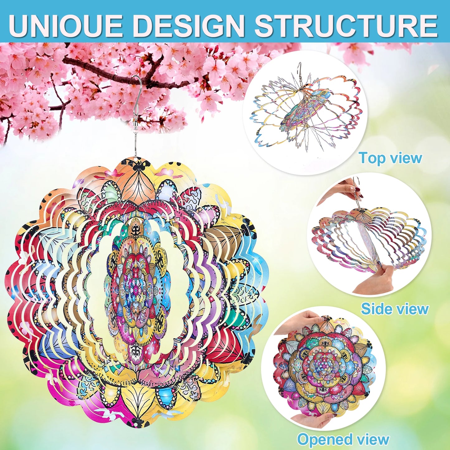 Animal Wind Turbine Outdoor Decoration Mandala 3D Rotating Wind Chime