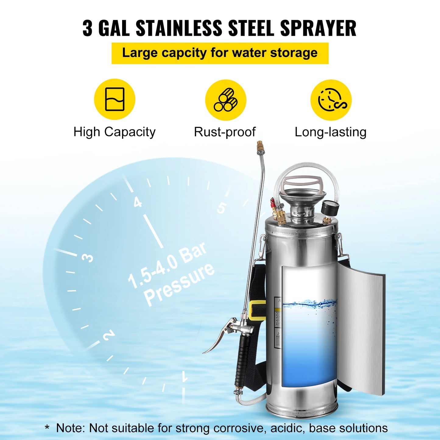 Hand Powered Sprayer Stainless Steel Watering Pump For Garden Lawn