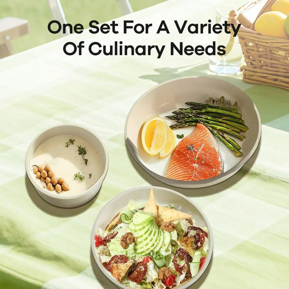 Ceramic Nonstick Pots and Pans Set with Removable Handles Induction Compatible