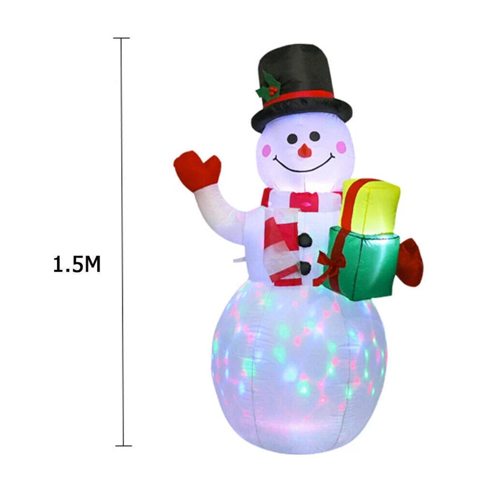 Christmas Inflatable Snowman With Rotating LED Lights Outdoor Decor